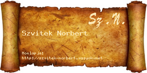 Szvitek Norbert névjegykártya
